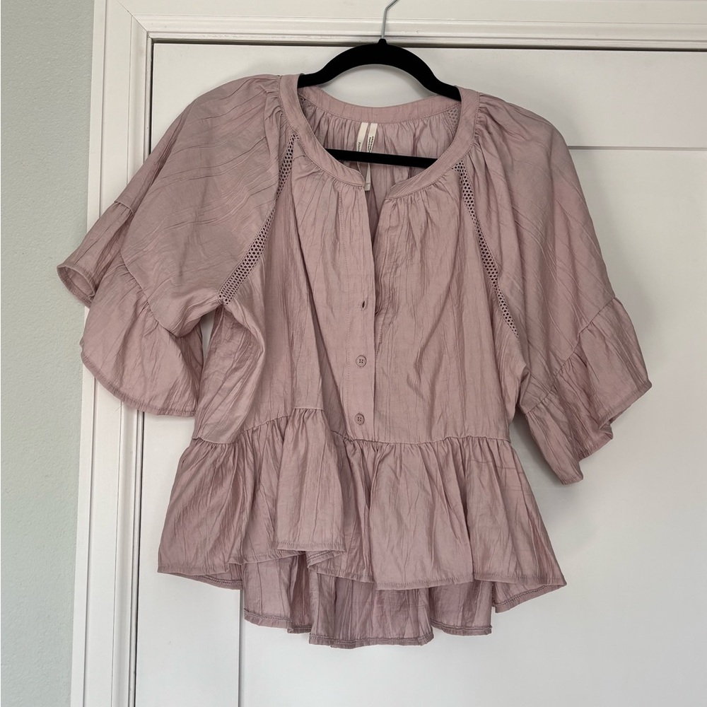 By Anthropologie Short-Sleeve Peplum Swing Top NWT